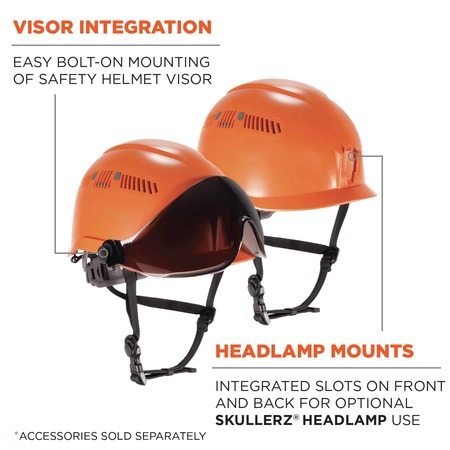 Skullerz By Ergodyne 8975V Anti-Fog Smoke Lens Orange Class C Safety Helmet with Visor 8975V